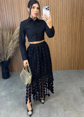 Camisa Cropped Malu - Preto
