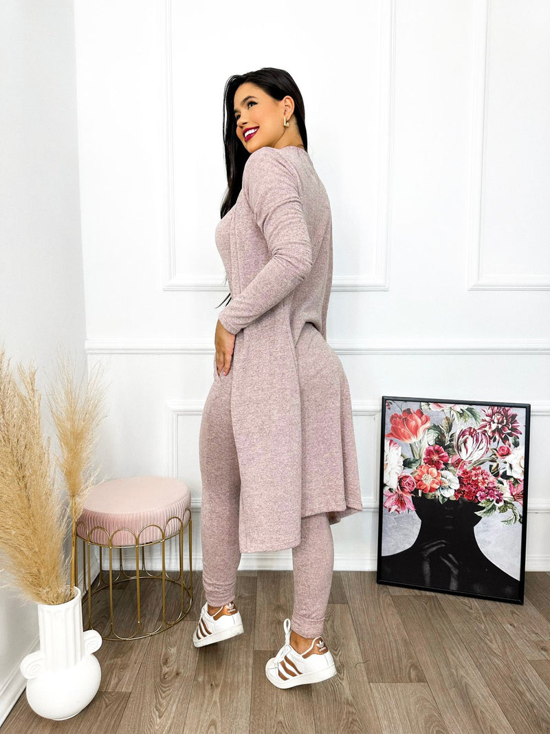 Conjunto Feminino Cardigan Rosa Luxo