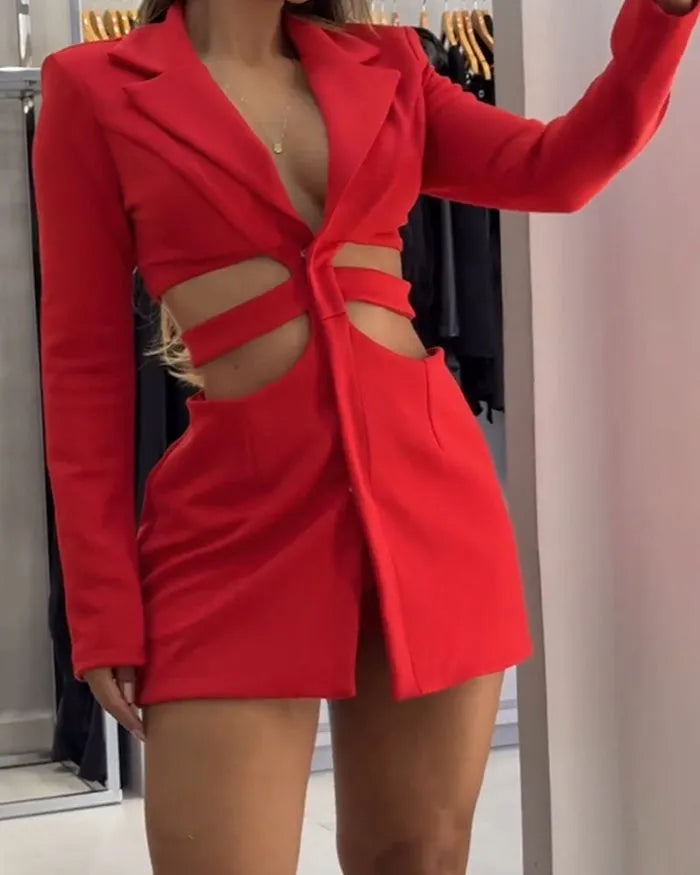 Vestido Blazer Casual com Cintura Vazada – Luah Bella